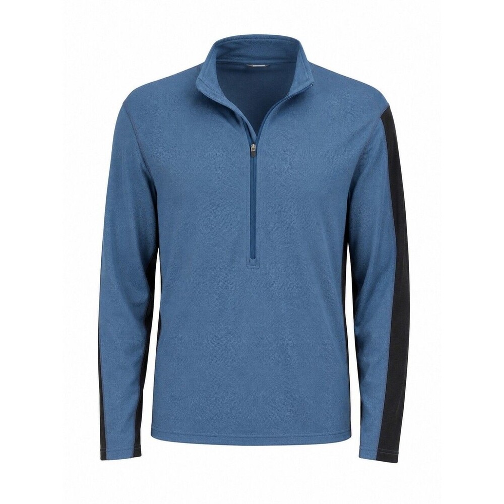 REI Men’s Half Zip Pullover Top Size M Blue Black Stretch Long Sleeve Athletic